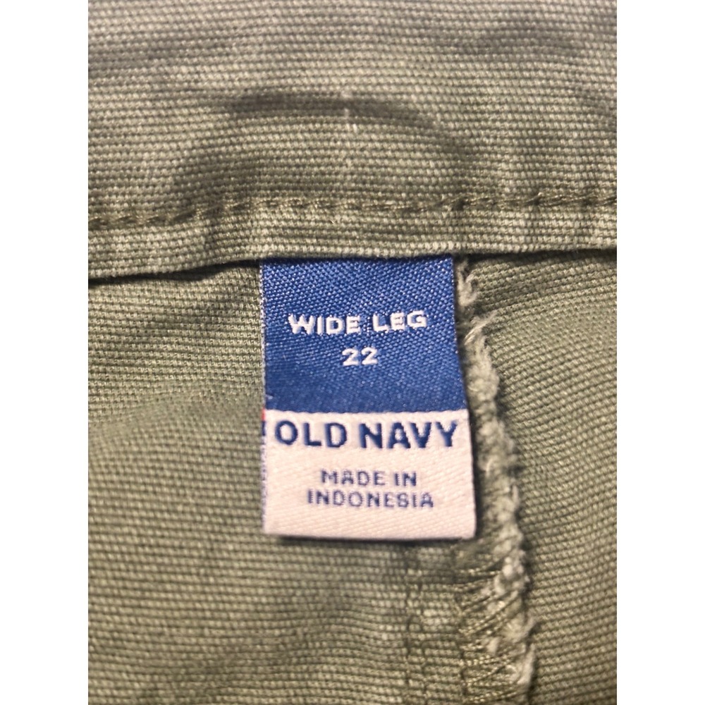 Old Navy Womens Plus Size 22 Olive Green Wide Leg Cropped Twill Pants Utility - Picture 3 of 9